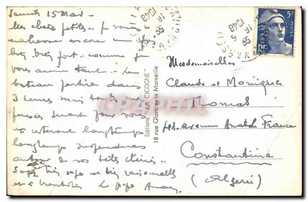 Marseille — Die Kathedrale und das Fort Saint-Jean — Editions 'LA CICOGNE' - Rückseite