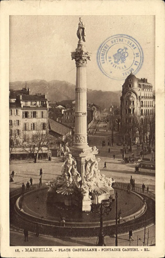 Marseille - Place Castellane - Fontaine Cantini — Verlag EL, n°16 - Vorderseite