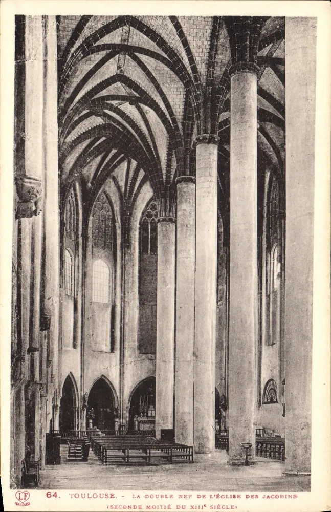 Toulouse - Die Doppelnavis der Kirche der Jacobiner (zweiten Hälfte des 13. Jahrhunderts) — Phototypie Labouché, n° 64 - Vorderseite