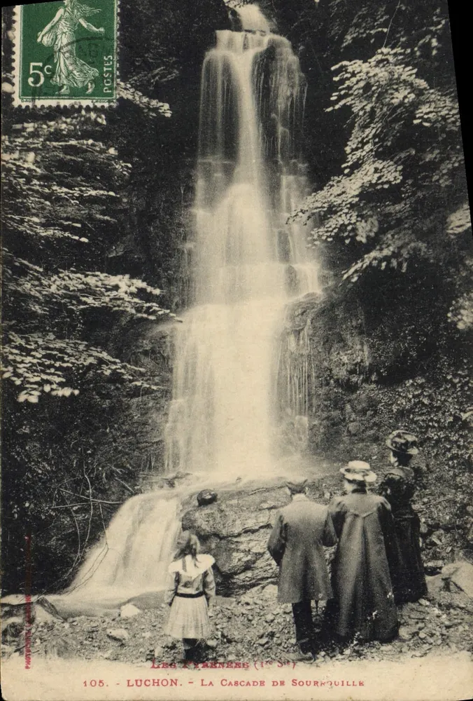 Luchon - A Cascata de Sournouille (1º S.) - Fototipia Luchon, n°105 - Frente