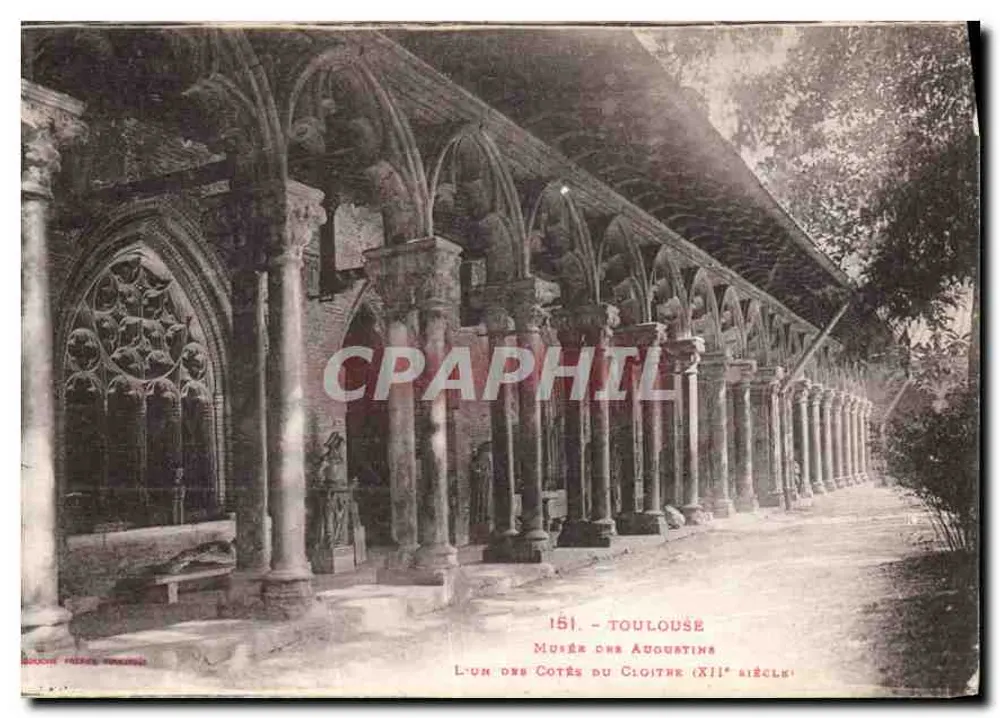 Toulouse — Museu dos Augustinos, um dos lados do claustro (século XII) — Boucicaut Frères, Toulouse, n°151 - Frente