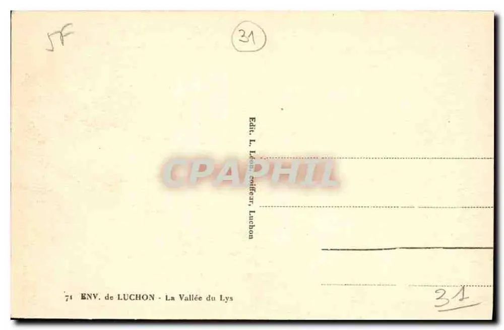 ENVIO DE LUCHON - A Vale do Lys — Edit. L. Leboeuf, Luchon - Verso