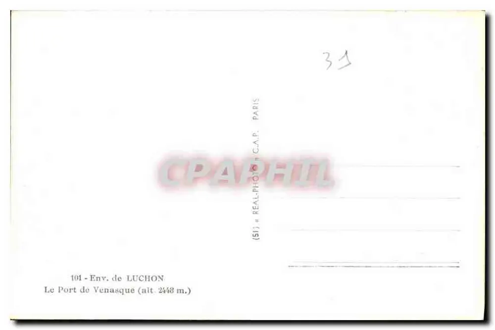 O Porto de Venasque — env. de Luchon — editor C.A.P. n°101 - Verso