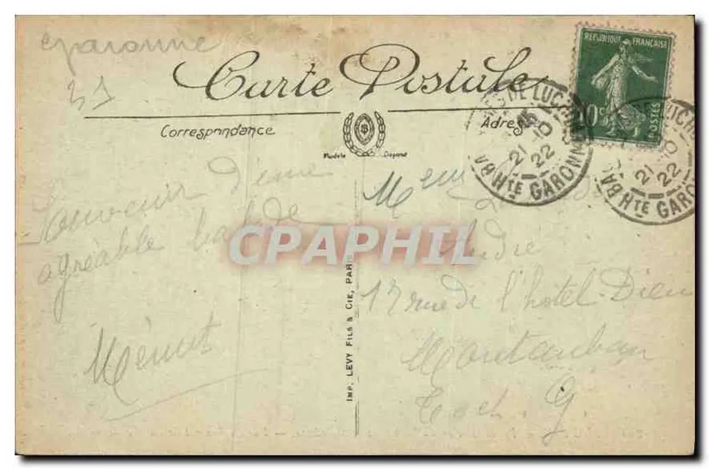 Luchon — Pic und Gletscher von Néthon und die Maladetta — Ansicht vom Gipfel der Eniecade — LL. — Nr. 244 - Rückseite