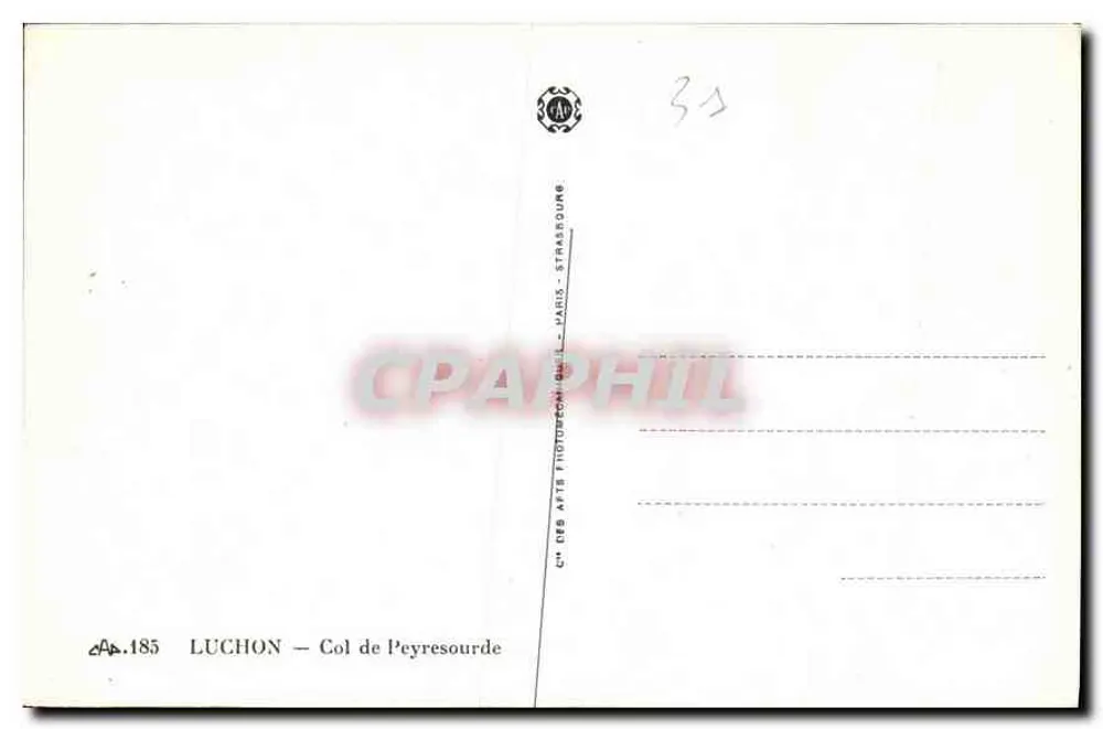 Luchon — Col de Peyresourde — C° dos Artes Fotográficas de Paris - Verso