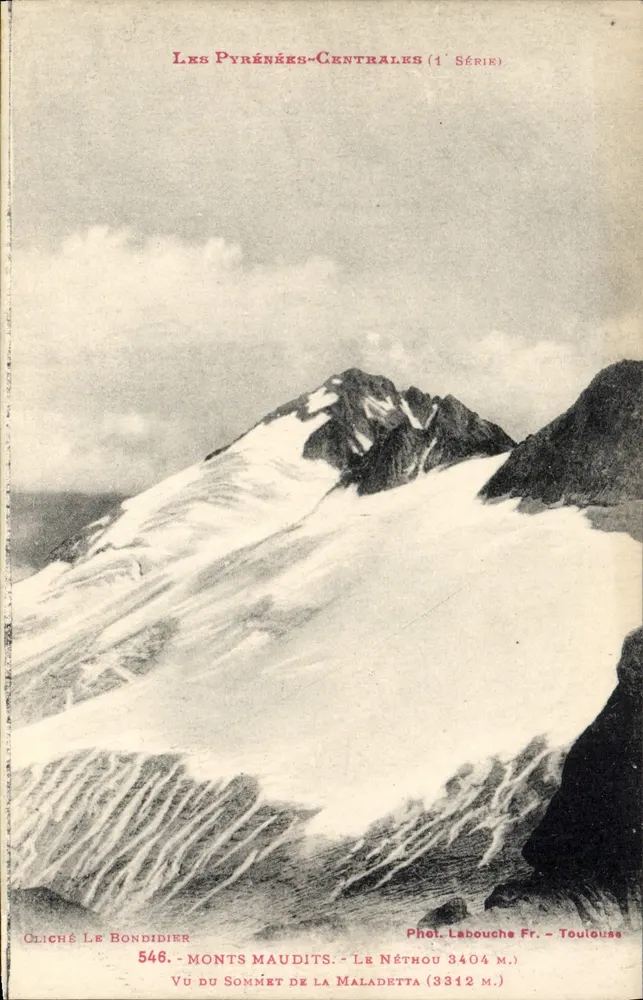 Die zentralen Pyrenäen (1. Serie) — Ansicht vom Gipfel der Maladetta (3312 m.) — Foto. Labouche Fr. - Toulouse - Vorderseite