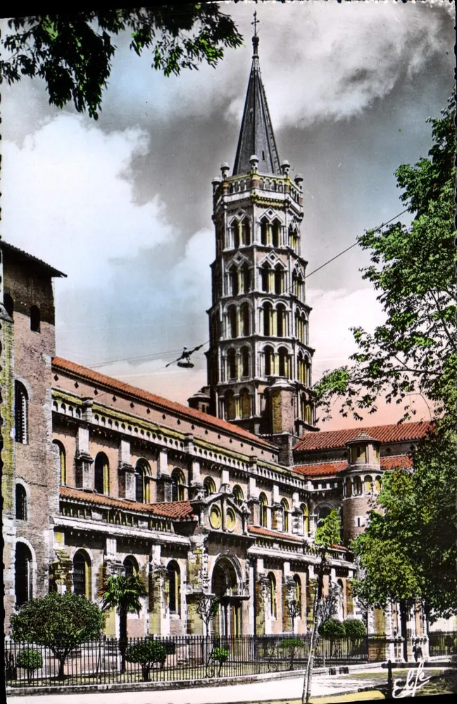 Toulouse — Glockenturm der Basilika Saint-Sernin und Porte Miègeville — Ausgabe La Touche Frères, Toulouse - Vorderseite