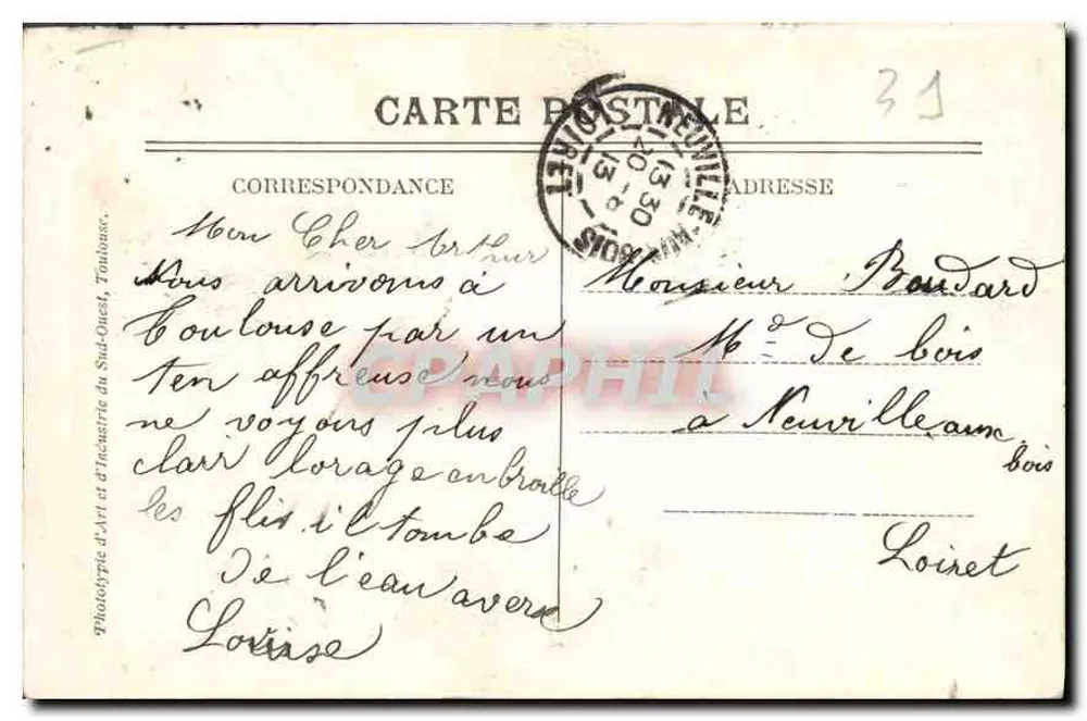 Toulouse — Sala dos Ilustres — Fototipia de Arte e Arqueologia do Sudoeste - Verso
