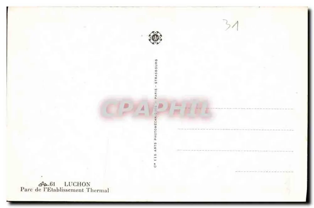 Parque do Estabelecimento Termal — Luchon — Cie Fils Arts Photomécaniques, Paris - Verso