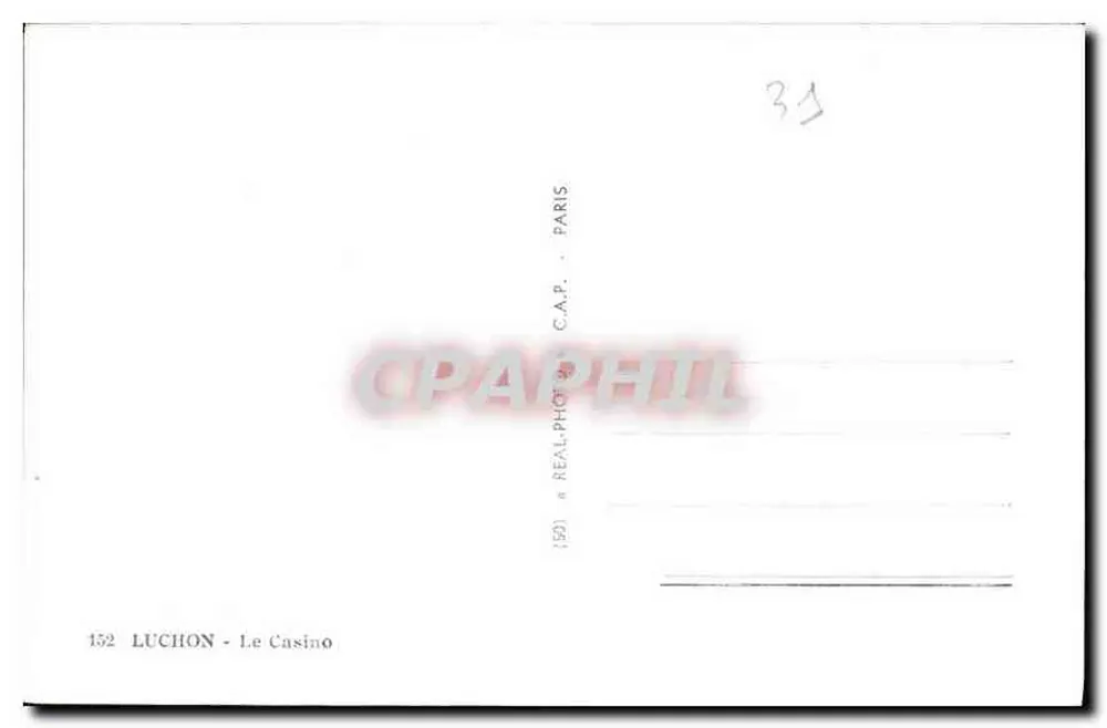 Luchon - A Vista do Casino — editor A.A. (série 152) - Verso