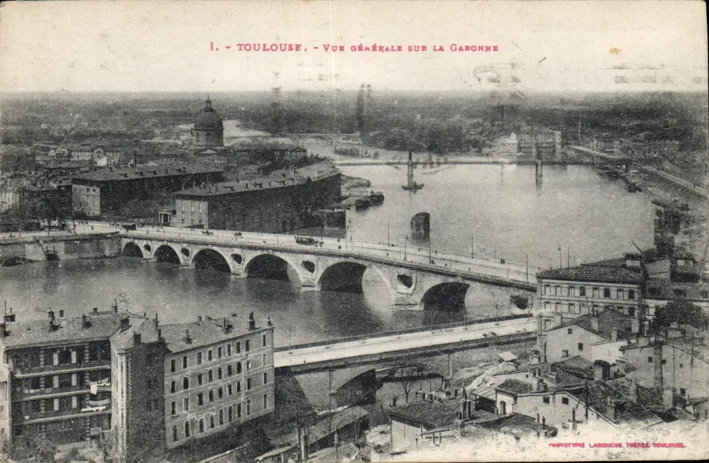 Toulouse — Allgemeiner Blick über die Garonne — Phototypie Labouchue, Toulouse - Vorderseite