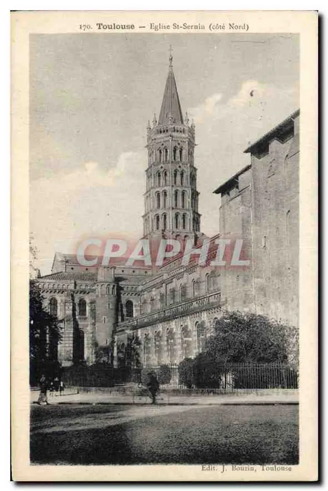 Toulouse — Kirche St-Sernin (Nordseite) — Verlag J. Bouzin, Toulouse - Vorderseite