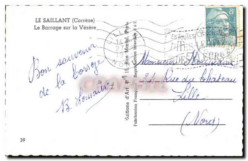 Le Saillant (Corrèze) — Der Staudamm auf der Vézère — Éditions d'Art Française - Rückseite