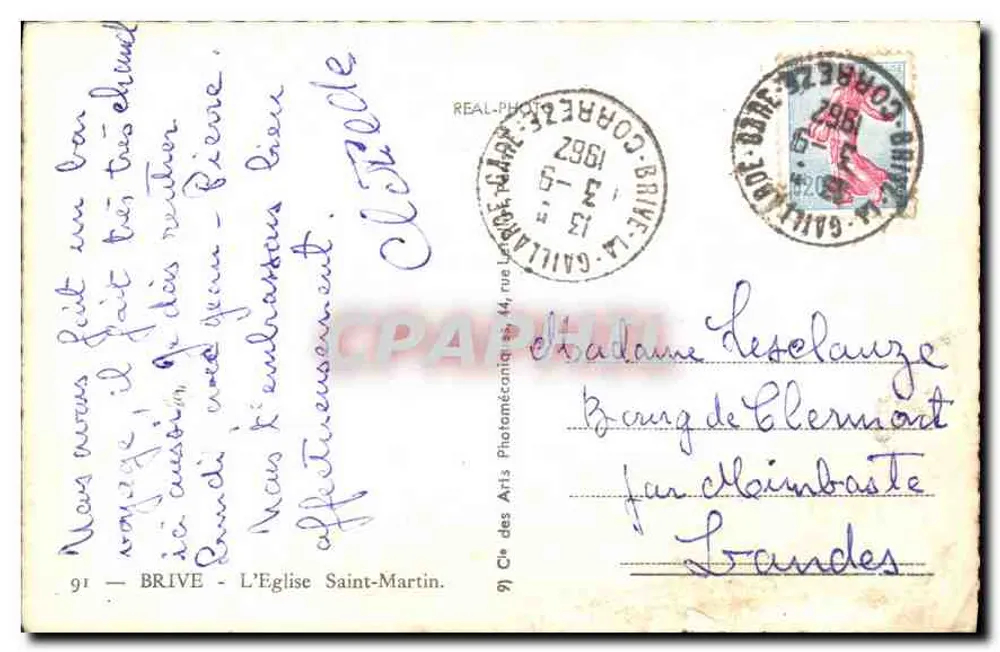 Brive-la-Gaillarde - Katedra św. Martyna — Cie des Arts Photomécaniques, n°91 - Rewers