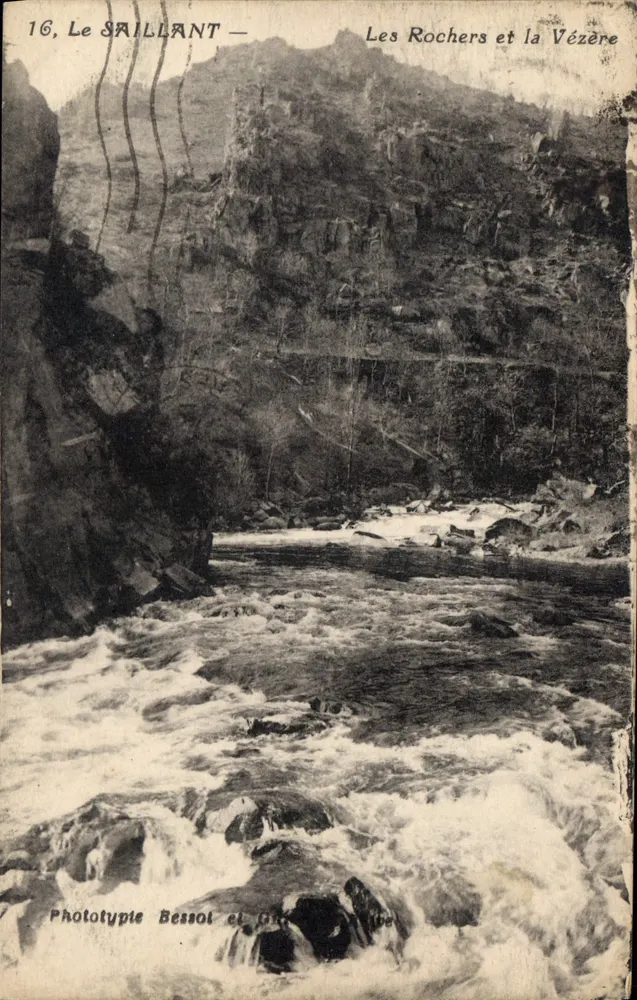 Le SAILLANT — Die Felsen und die Vézère — Phototypie Bessot et Cie - Vorderseite