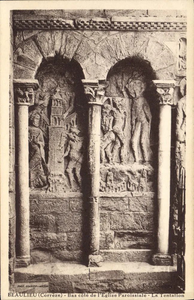 Beaulieu (Corrèze) - Ansicht der Seite der Pfarrkirche - Die Versuchung - Vorderseite