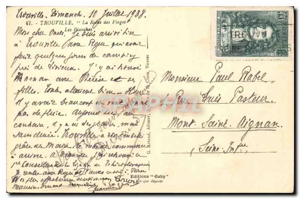 TROUVILLE - La Rade des Plages — Verleger G. Arnaud, Nr. 47 - Rückseite