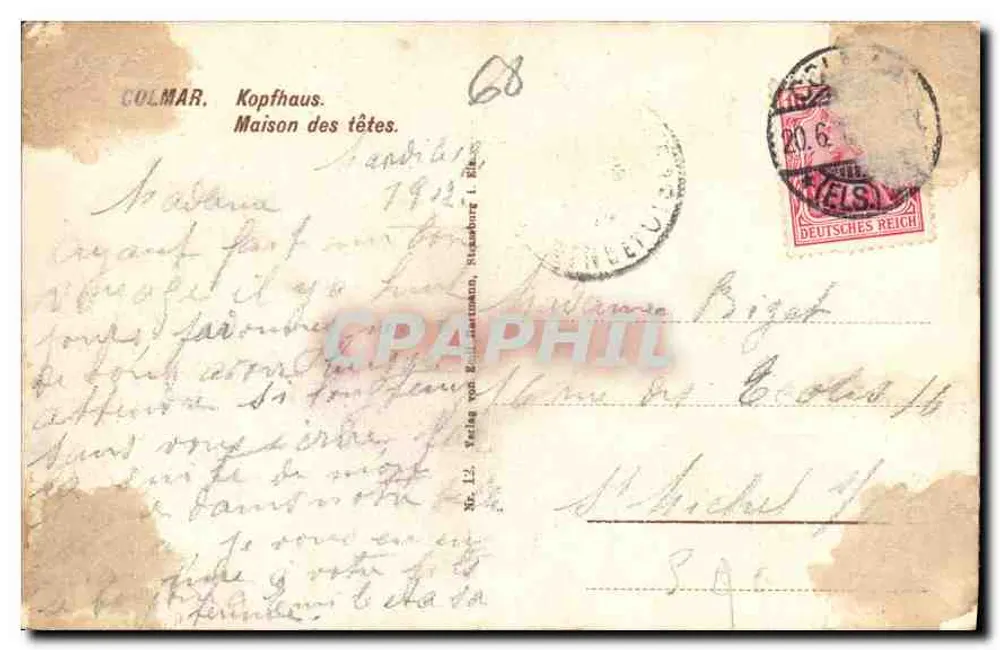 Colmar - Kopfhaus (Maison des têtes) — editore sconosciuto, numero di serie 68 - Verso