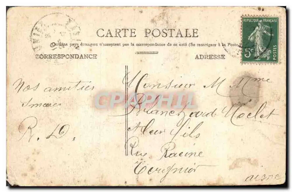 Saint-Lol — maison avec grille et portrait d'homme à moustache — E. A. Paris Déposé - Rückseite