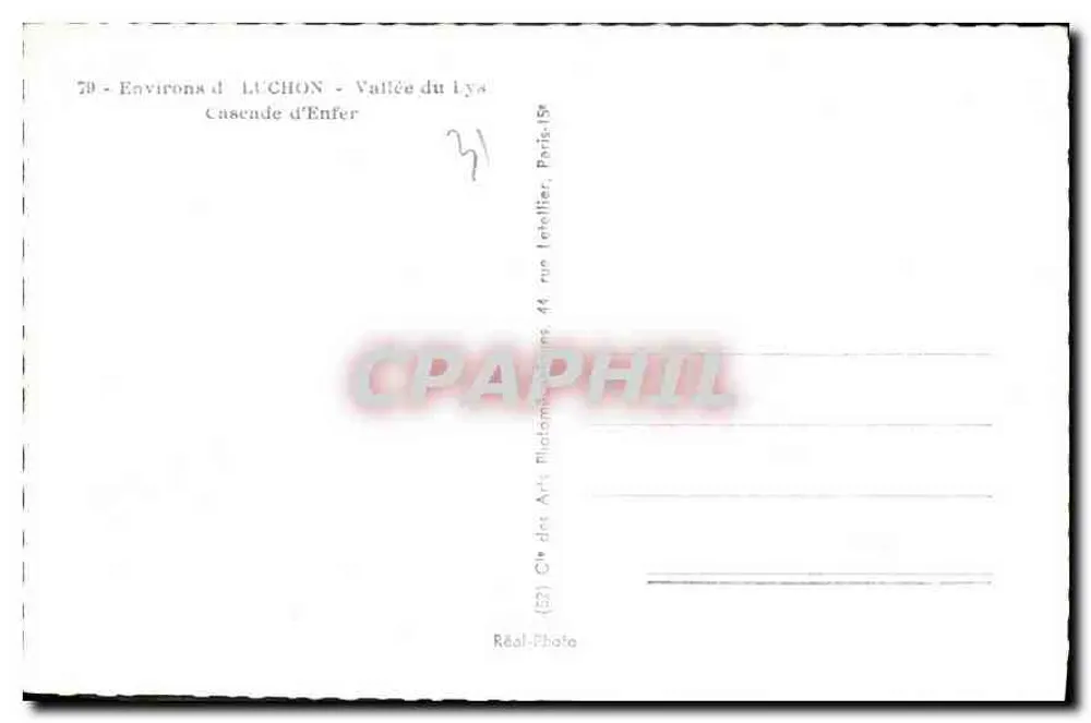 Cachoeira do Inferno — Vale do Lys — Editor: Clé des Arts, Paris - Verso