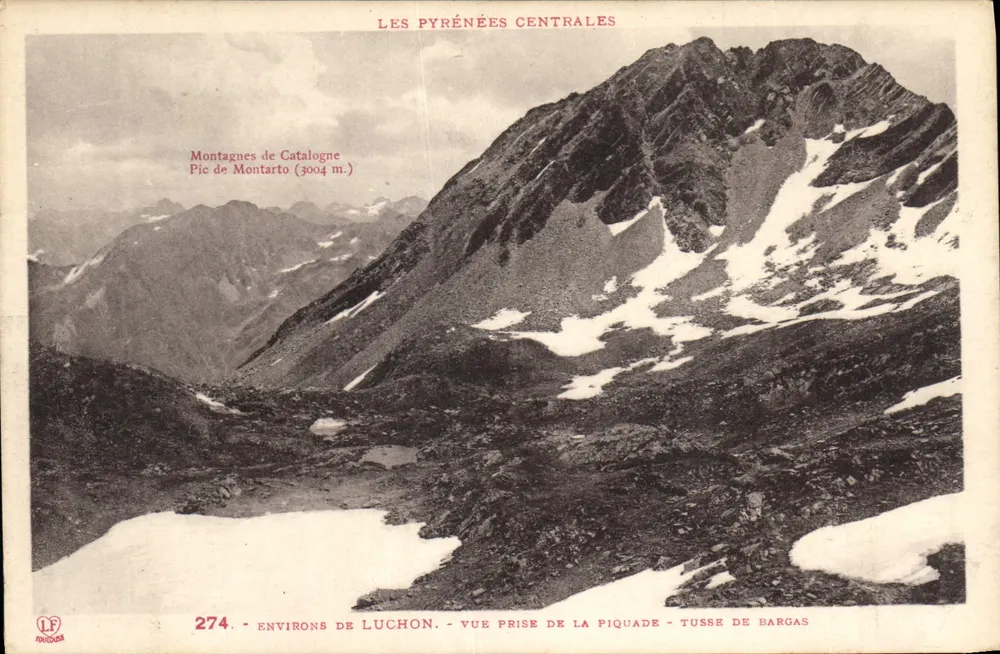 Zentrale Pyrenäen — Berge Kataloniens, Pic de Montarto (3004 m.) — Aussicht von der Piquade — Tousse de Bargas — n° 274 — Verlag Labouche Toulouse - Vorderseite
