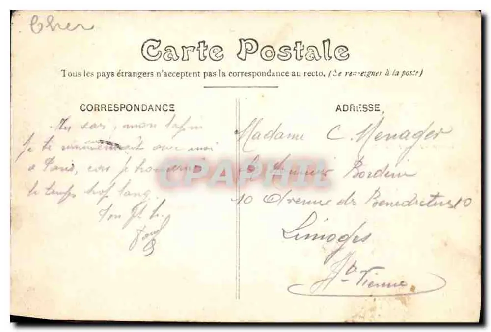 Bourges — Kathedrale aus Sicht der Nouvelles Galeries — anonymer Verlag, n° 115 - Rückseite