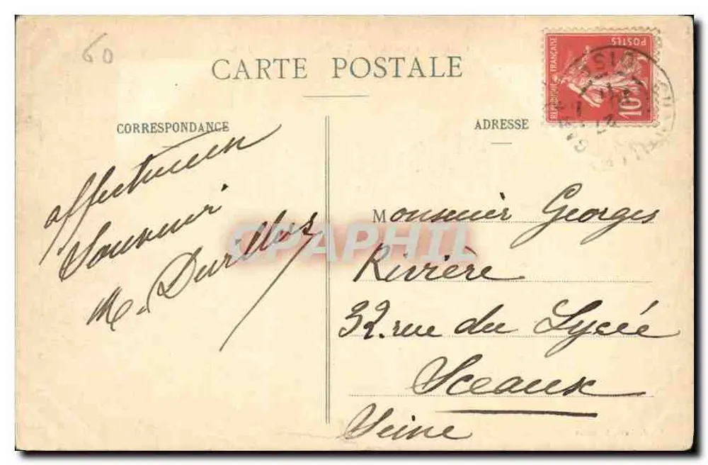 Château de CHANTILLY (Oise) — Côté Sud Ouest — éditeur Vandembare, Liancourt - Verso