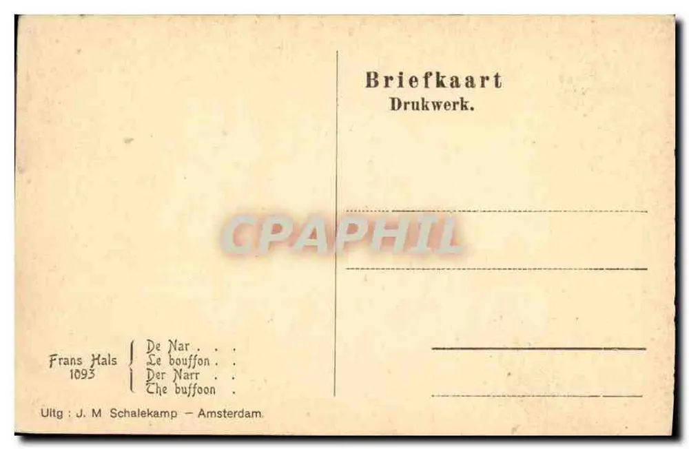 Frans Hals — O bufão — J. M. Schalekamp, Amsterdam - Verso