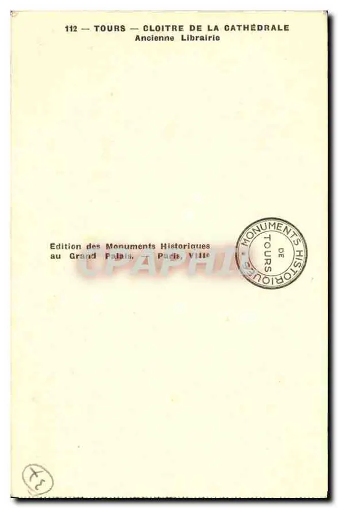 Tours — Claustro da Catedral — Antiga Livraria - Verso