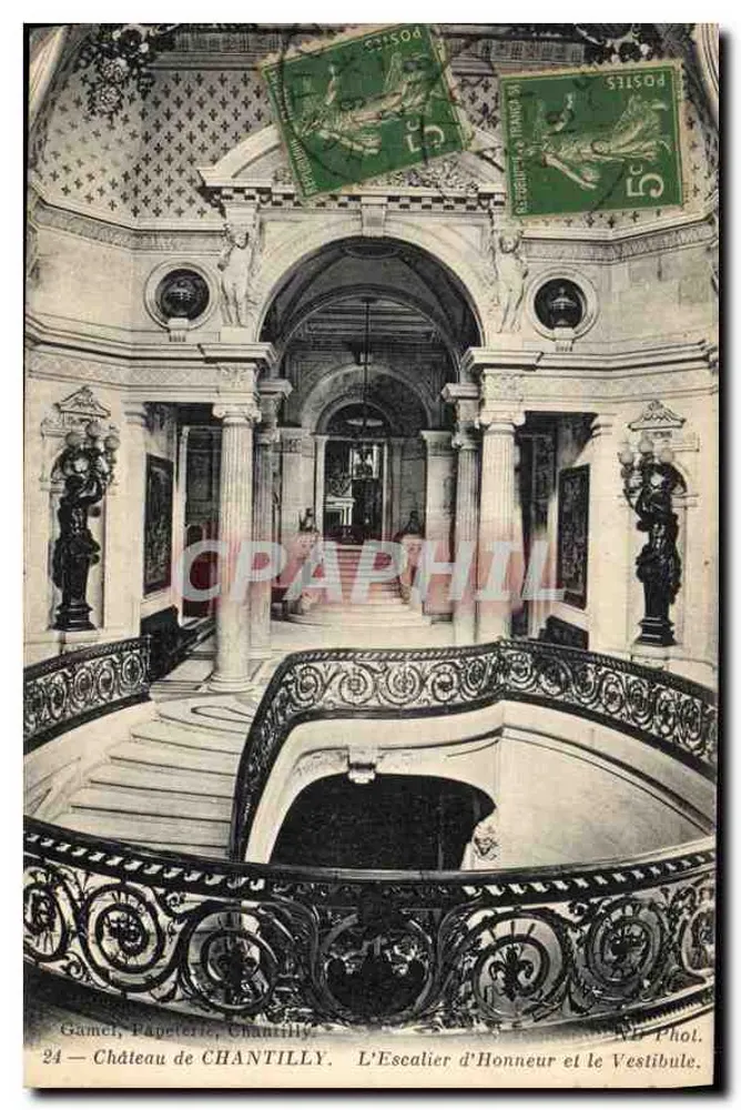 Schloss Chantilly — Die Ehren-Treppe und der Vestibül — Gamel, Papeterie, Chantilly, Nr. 24 - Vorderseite