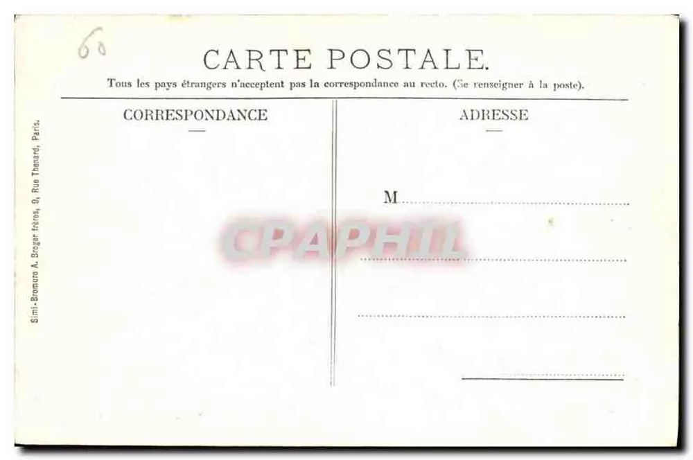 Chantilly - Grandes Ecuries - Estátua do Duque d'Aumale — Mme. Vve. Robineau, lib. editora, Chantilly - Verso