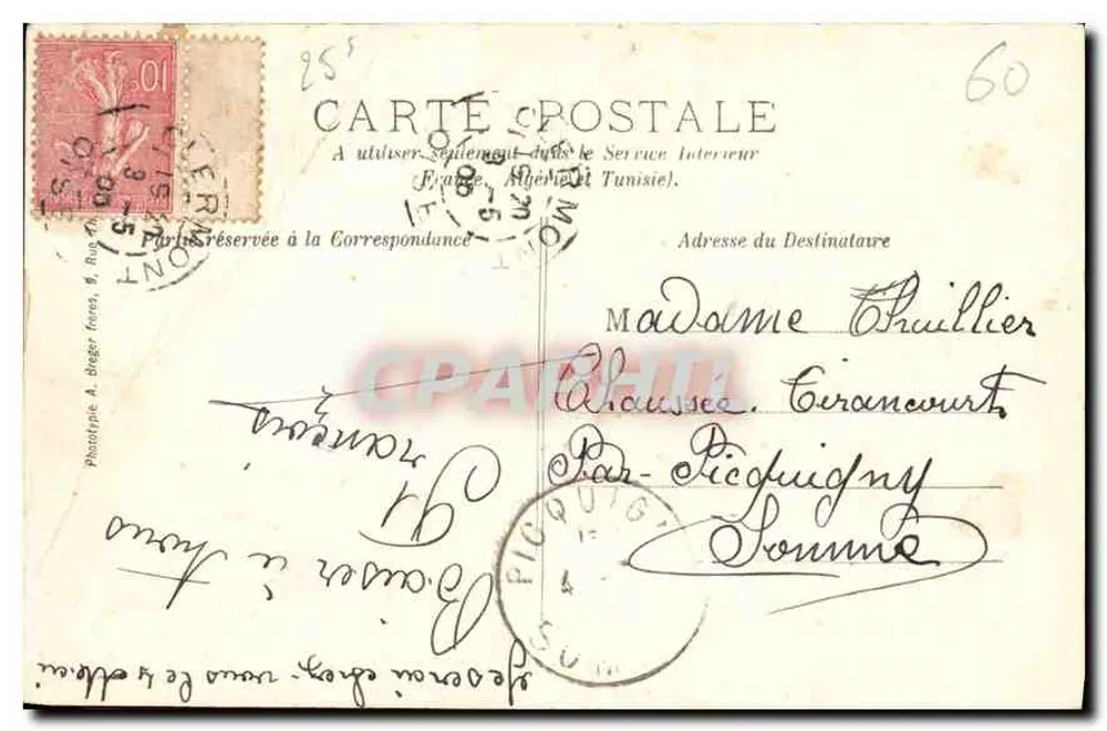 Clermont — A Igreja e a Casa Central — Pap. Mme Leprêtre, Clermont - Verso