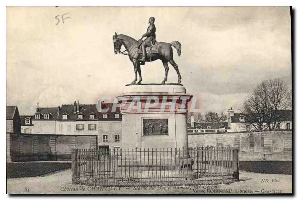 Castello di Chantilly — Statua del duca d'Aumale — di Gerôme, provenienza Robineau, Libraio — Chantilly - Recto