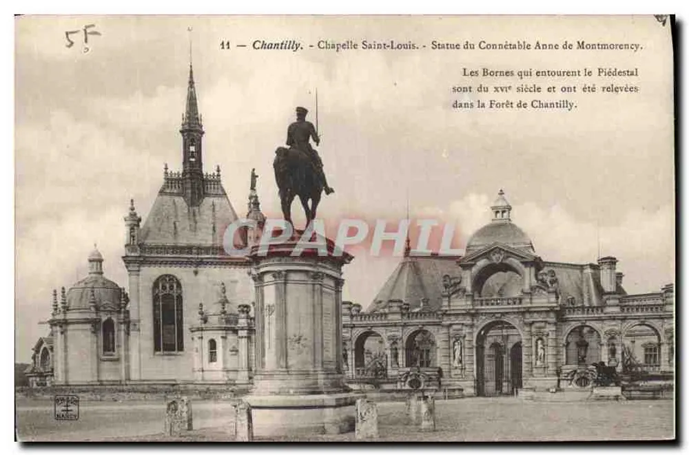 Chantilly — Kapelle Saint-Louis und Statue des Marschalls Anne de Montmorency — Verlag B. Lévy, Nr. 11 - Vorderseite