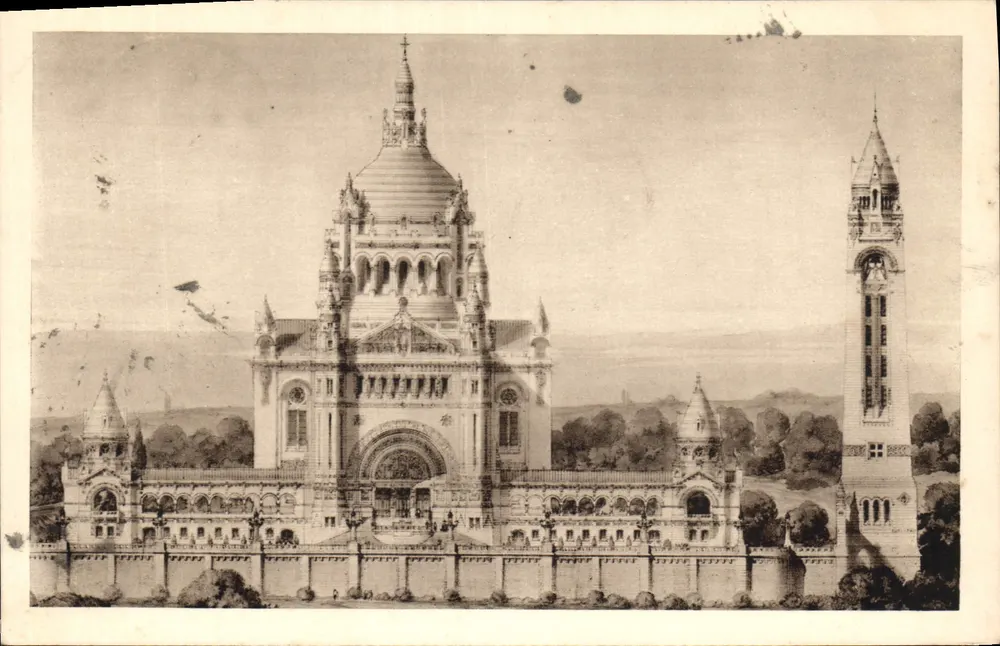 A Basílica do Sagrado Coração — Noyon — Reprodução por H. Baudouin - Frente