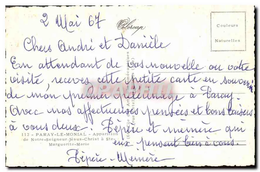 Erscheinen unseres Herrn Jesus Christus bei der heiligen Marguerite Marie — Paray-le-Monial — Verleger - Rückseite