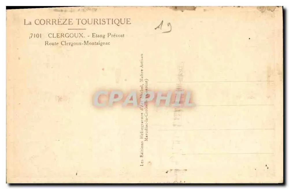 See Prévoast — Clergoux — Verleger Michel - Rückseite