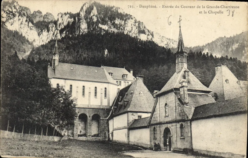 Eingang zum Kloster und zur Kapelle der Grande-Chartreuse — Dauphiné — Cliche A. V. Collat, P. V. Granoble - Vorderseite
