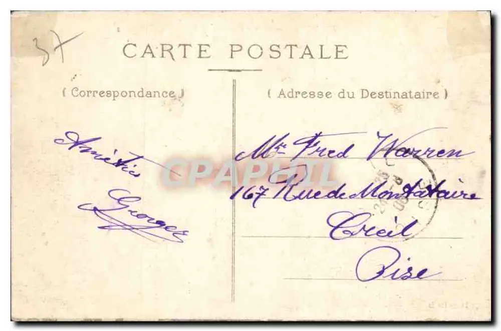 Tours — Ansicht vom Uhrturm — Verlag H. D. - Rückseite