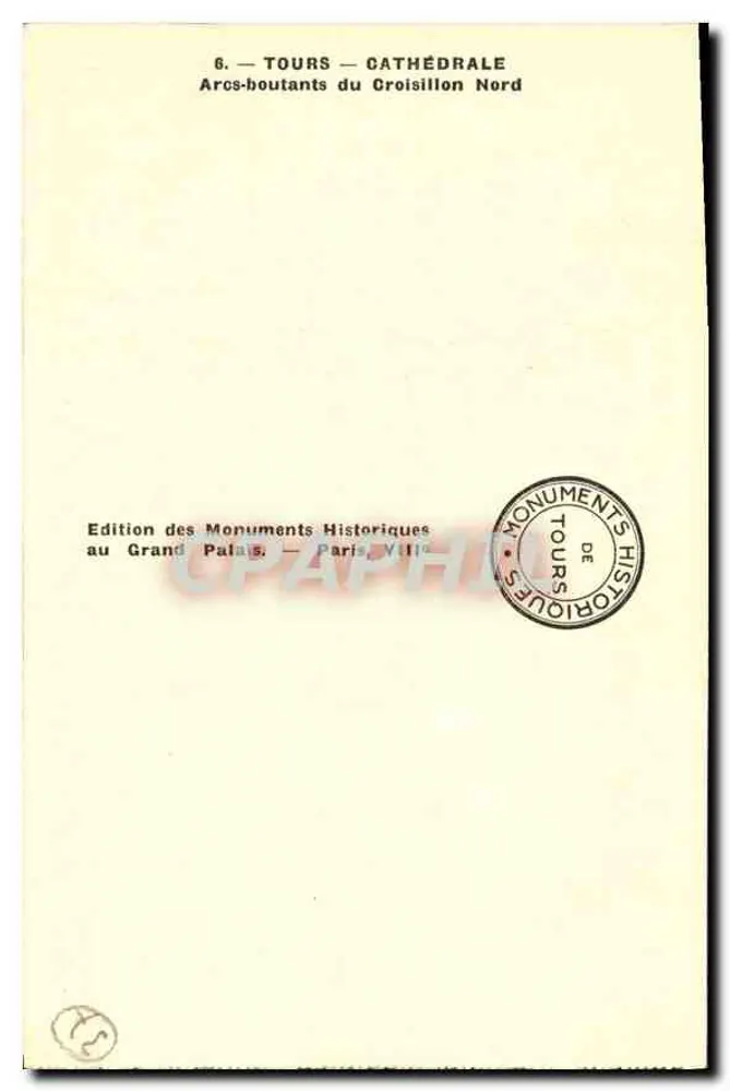 Tours — Kathedrale — Strebwerke des nördlichen Querbaus — Edition der historischen Denkmäler - Rückseite