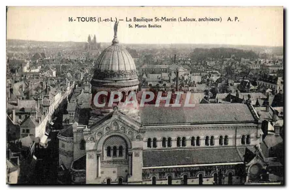 Tours (Loire-et-Loire) — A Basílica de São Martinho, arquiteto Laloux — A. P. - Frente