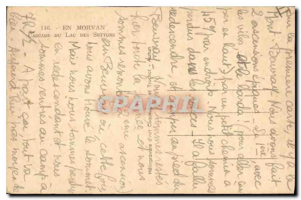 लैक डेस सेटोंस — कैसकेड — प्रकाशक हेलिओग्राव्यूर डे आर्ट सेक्यूनोट एट ट्रूकोट, संख्या 116 - पीछे