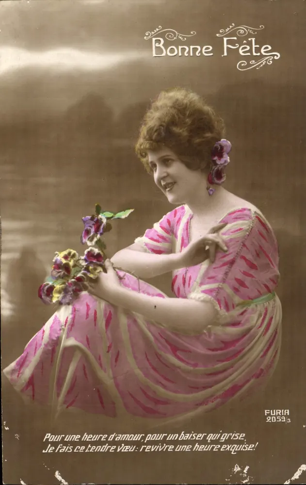 Frau in einem rosa Kleid — Liebesgedicht — Furia 2059,3 - Vorderseite