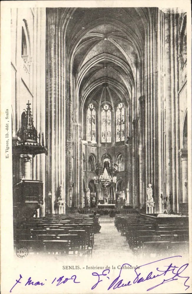 Senlis — Interior da Catedral — E. Vignon, lib. - editora, Senlis - Frente