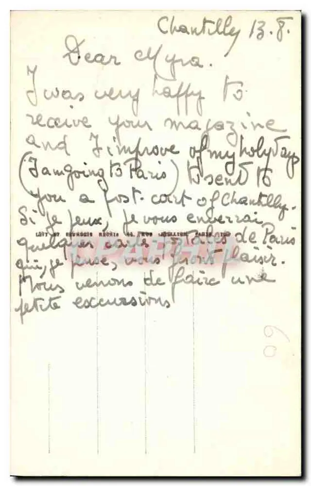 Chantilly — O Châtelet e a Capela — LL. - Verso