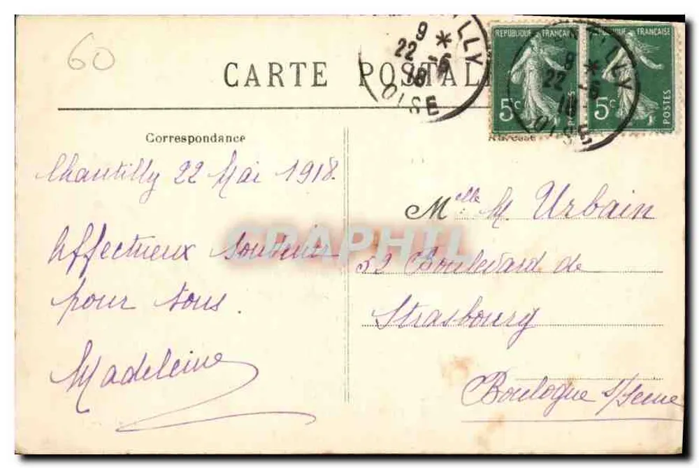 Chantilly — O Castelo — Imp. Dambly - Verso