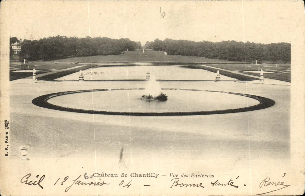 Castelo de Chantilly — Vista dos Parterres — B. E., Paris - Frente