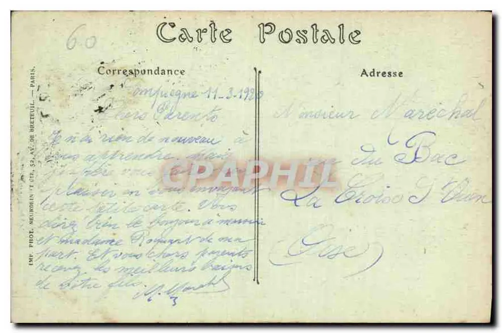 Compiègne — O Parque e o Palácio — ND Photo, n° 185 - Verso