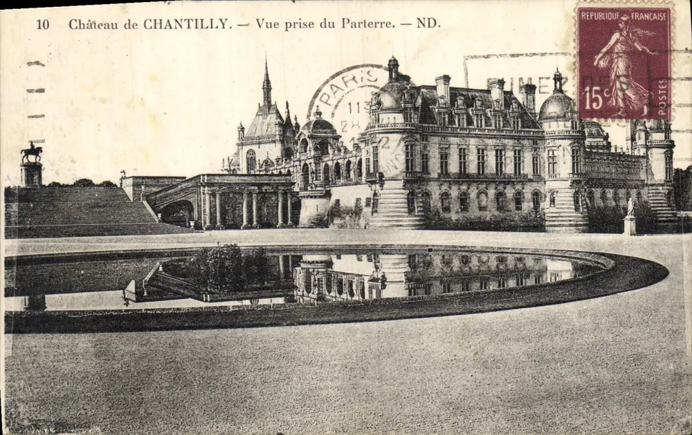 Schloss CHANTILLY — Ausblick vom Parterre — ND. - Vorderseite