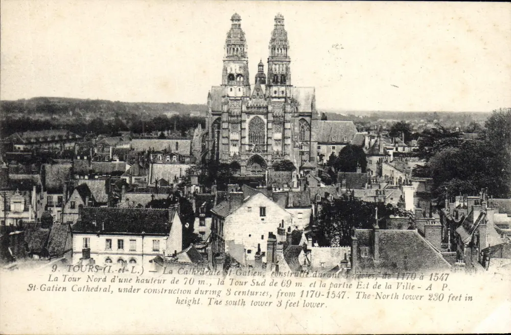 Tours (Loire-et-Loire) — Kathedrale Saint-Gatien im Bau — Verlag A.P. Nr. 9 - Vorderseite